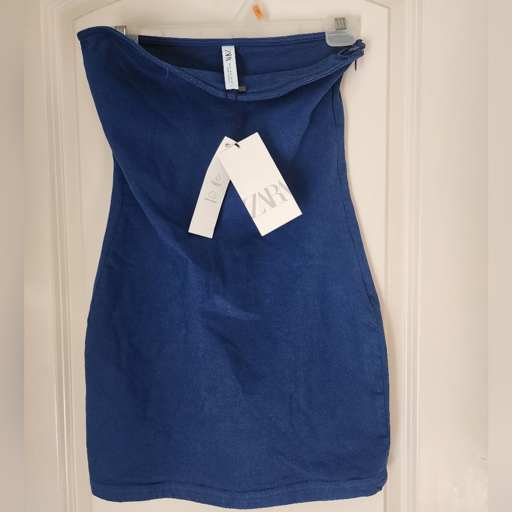 Zara Strapless Dress in Deep Blue